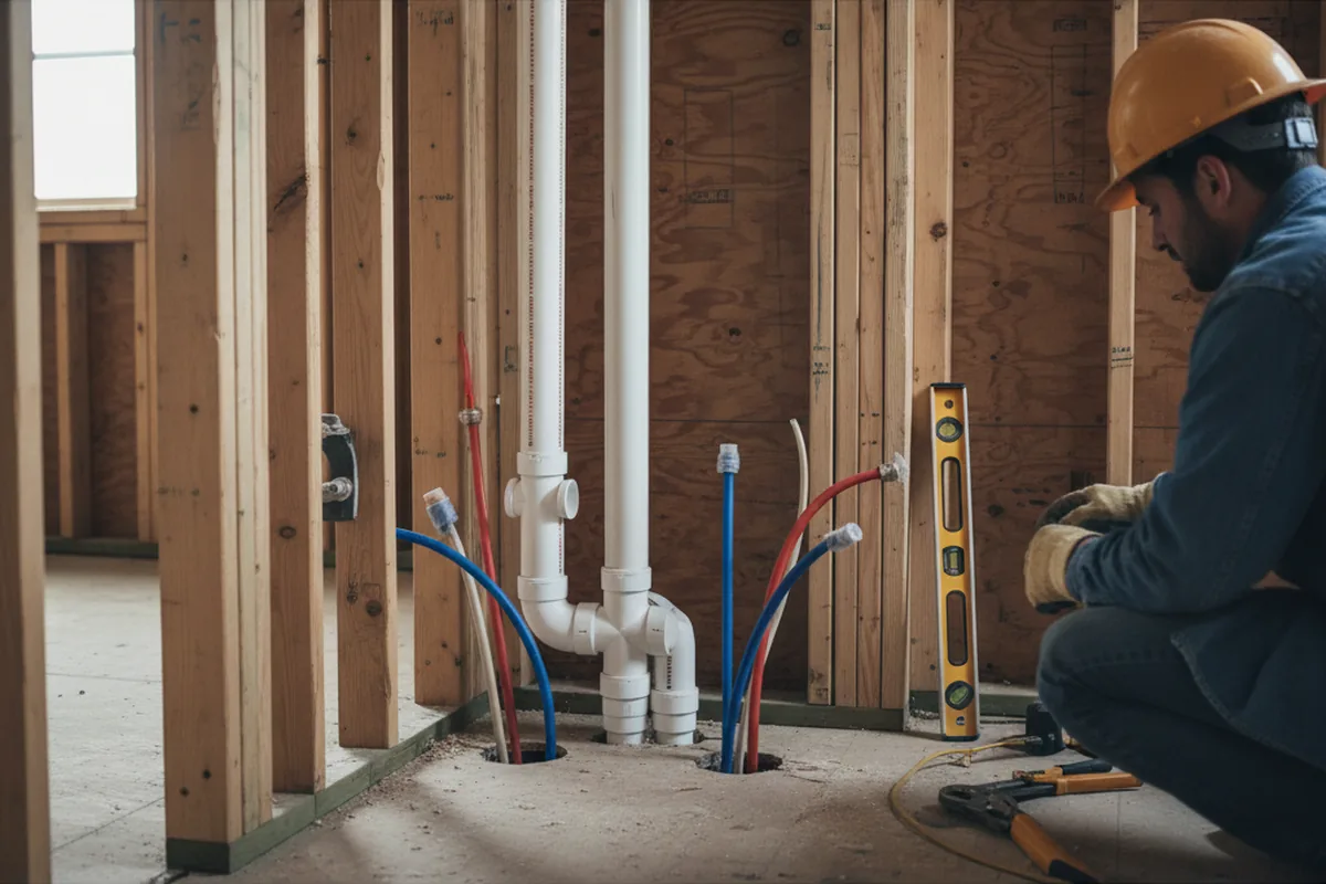 Drain and supply rough-in during Sump Pump Repair in Saint John